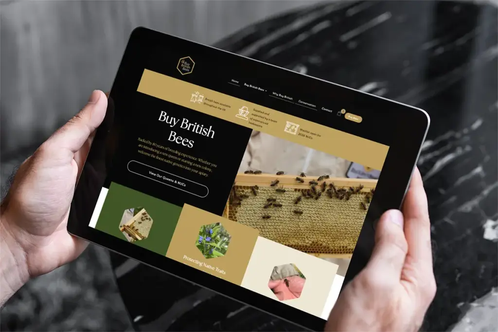 The Buy British Bees website homepage displayed on an iPad